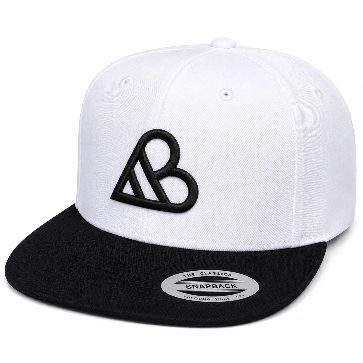 AB Logo Premium Snapback Hat - Black & White
