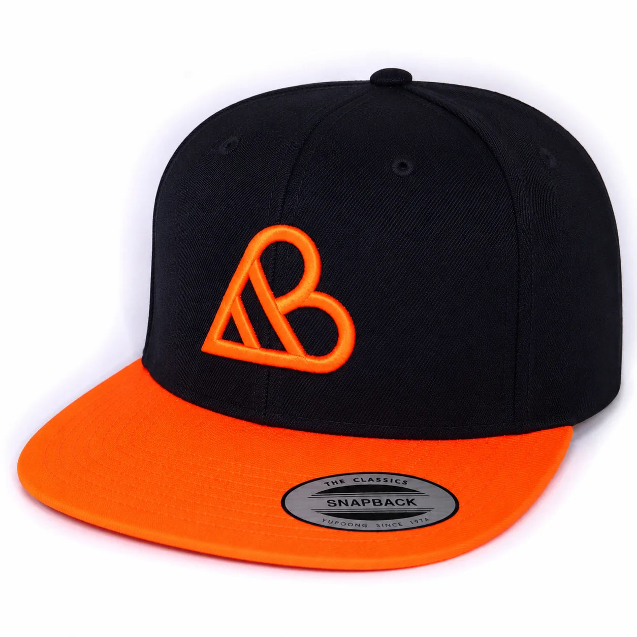 AB Logo Premium Snapback Hat - Black & Neon Orange